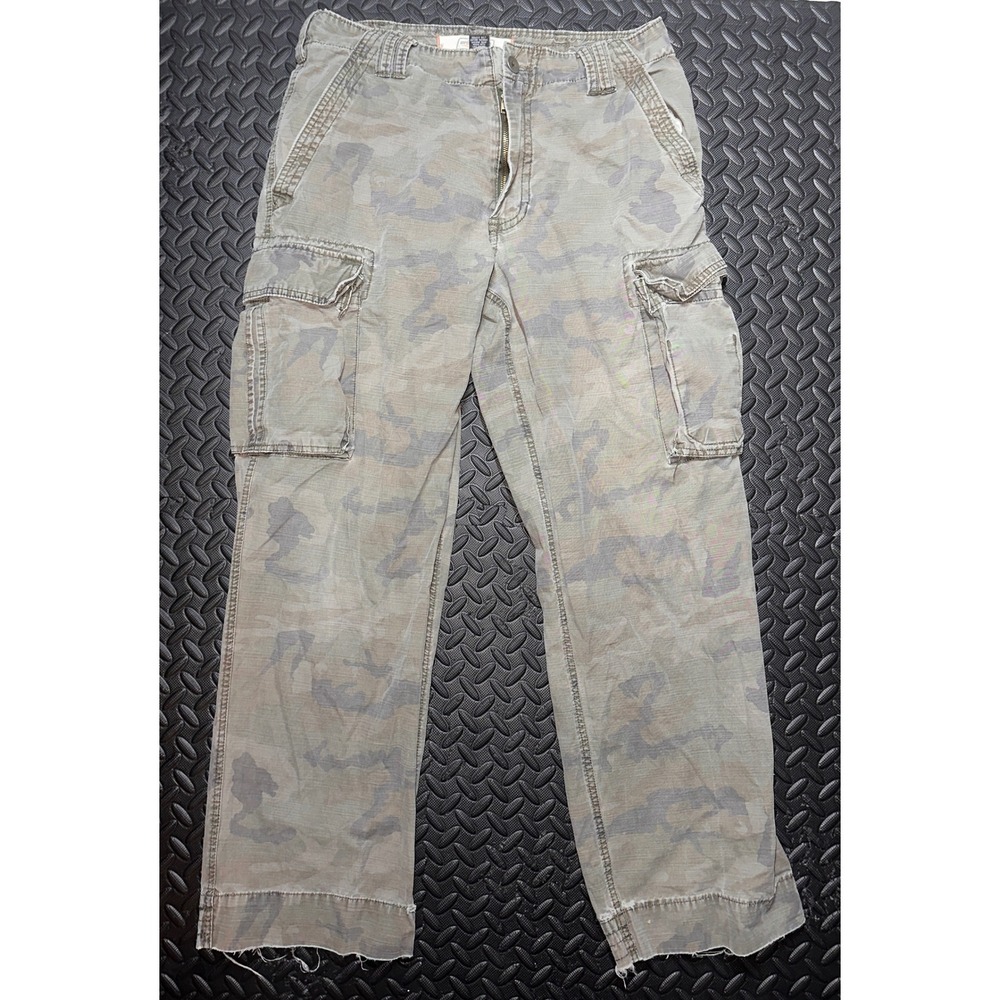 Urban Pipeline Mens Camo Cargo Pants 32x32 Green Brown Distressed Cotton Y2K